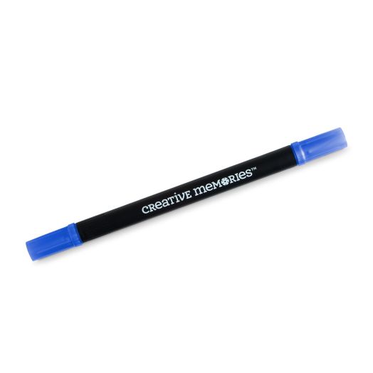 Blue Scrapbook Pen: Pure Blue Dual-Tip Pen close up