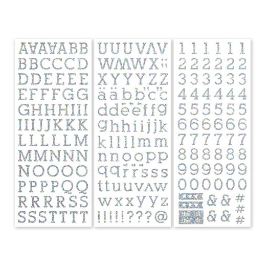 Serif Micro Sparkle Letter Stickers: ABC/123s