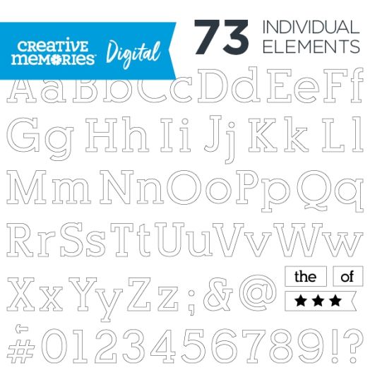 Digital White Serif ABC/123 Elements